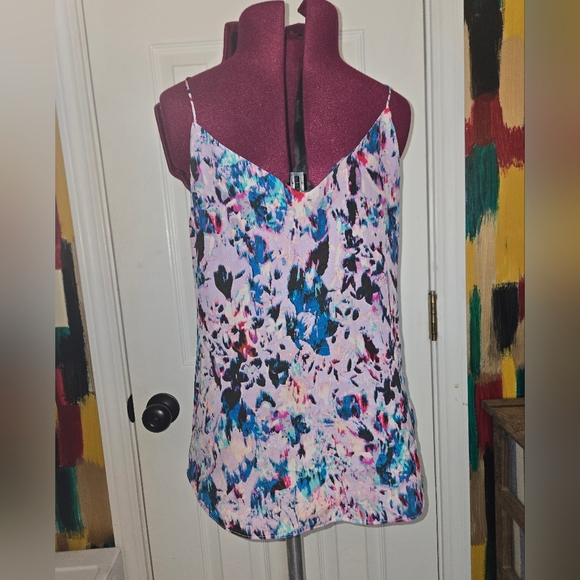 J. Crew Multicolor Watercolor Silk Strappy Flowy Blouse Size 0 - Picture 8 of 8